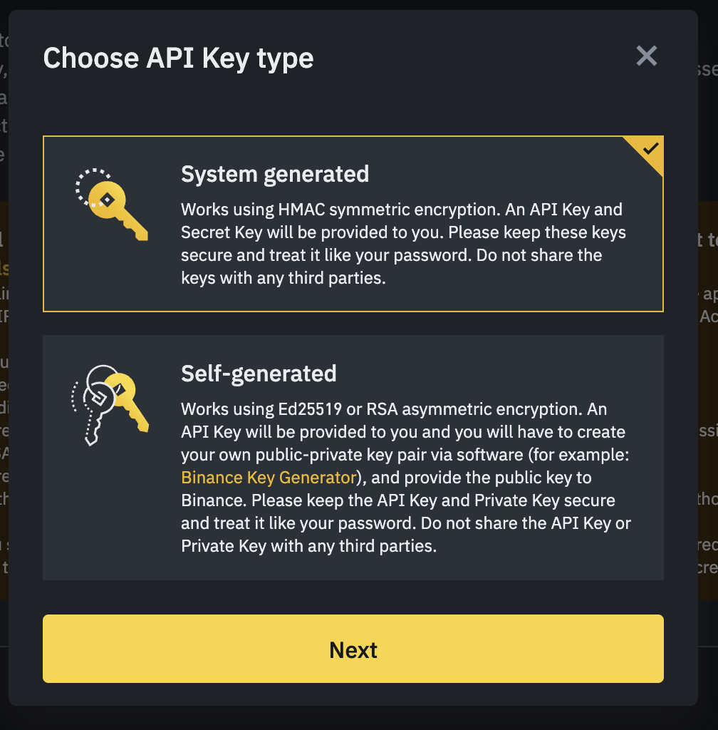 Pick API Key Type